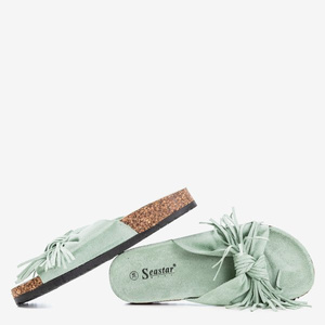 Chaussons femme vert clair avec franges Amassa - Footwear