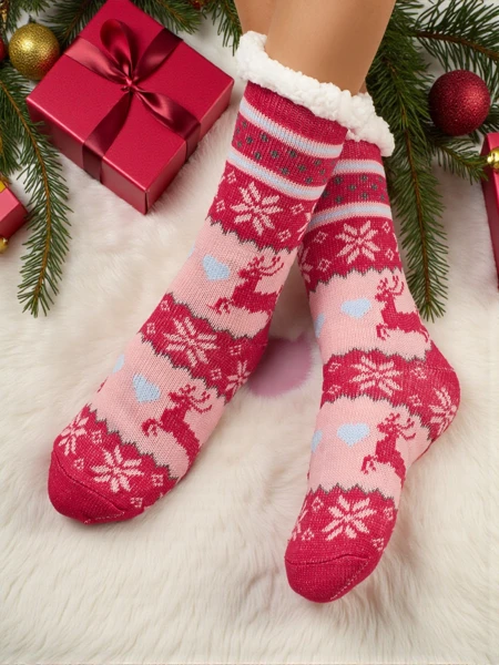 Chaussettes Femme Flora Fuchsia En Tricot Pour Les Jours D'Hiver