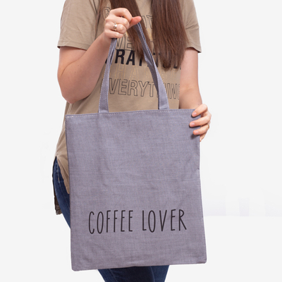 Sac en tissu gris foncé avec l'inscription - Accessoires