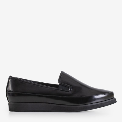 OUTLET Chaussures basses en cuir écologique pour femmes noires à enfiler Medarda- Shoes