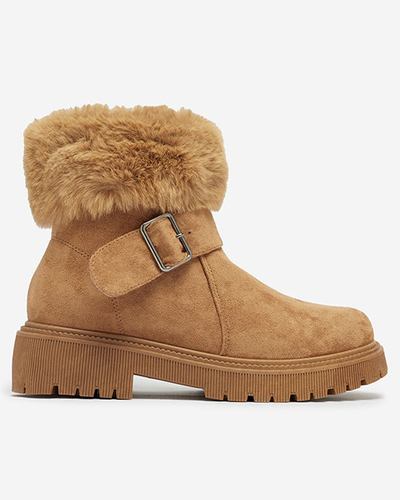 Bottes femme camel isolées à talons plats Zeora - Shoes