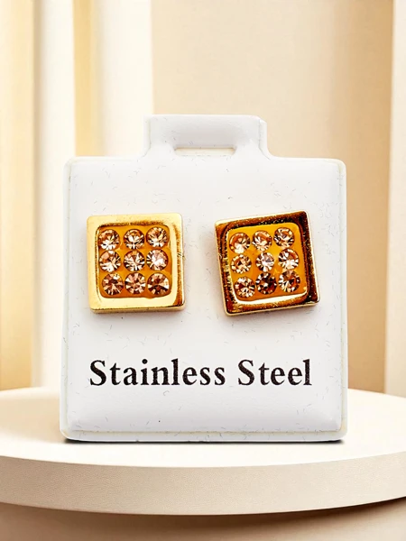 Royalfashion Boucles d'oreilles carrées pour femme avec zircon cubique