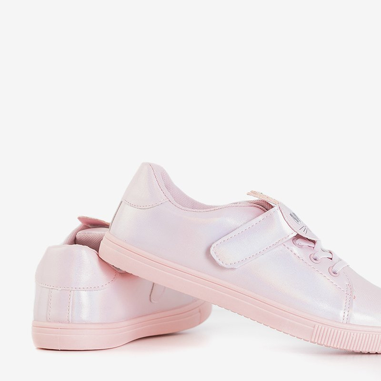 Baskets enfant rose clair avec chaton Atlasana - Chaussures