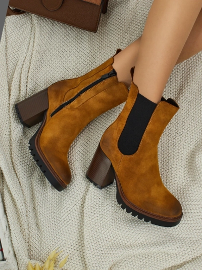 Bottines femme en éco-daim à talon bloc Soreya