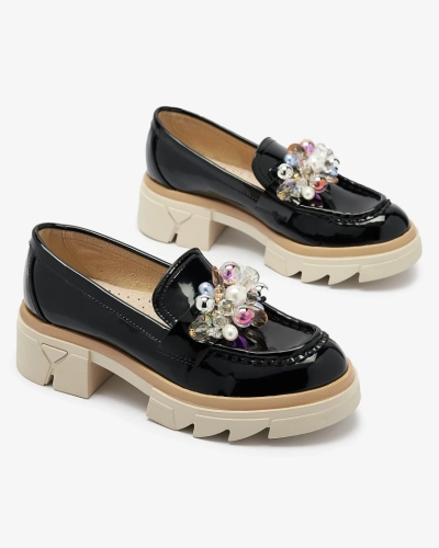 Livia Elegante - Mocassins Noirs Luxueux à Talons Plats