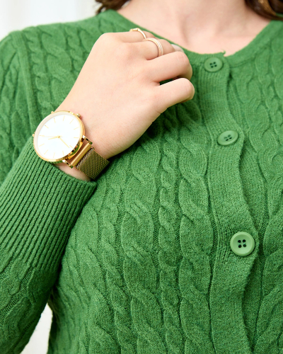 Royalfashion Pull cardigan à carreaux vert pour femme
