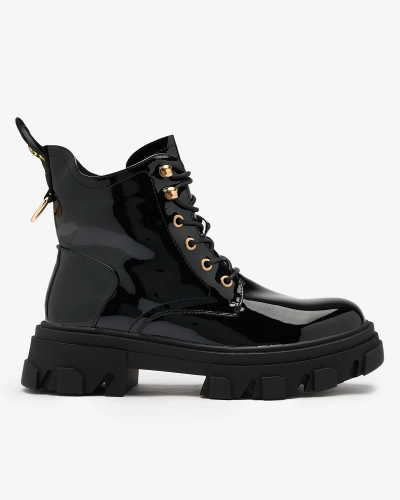 Royalfashion Bottes fourrées laquées noires pour femmes Setogia