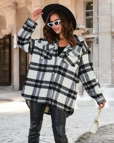 Royalfashion Manteau chemise en coton pour femme