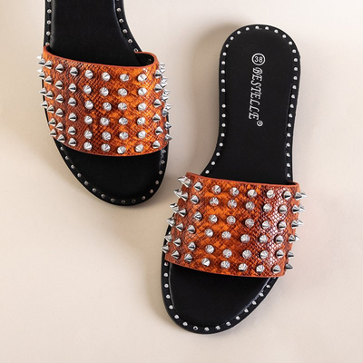 Chaussons femme orange avec clous et jets Maurella - Footwear