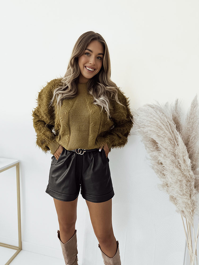 Royalfashion Pull pelucheux pour femme Mustard