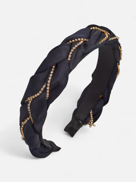 Royalfashion Serre-tête tressé orné de zircons