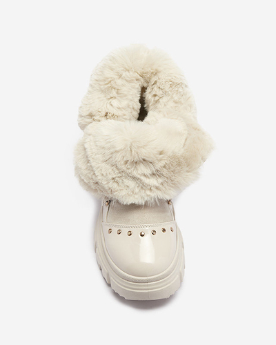 Bottes de neige beige à lacets pour femmes Fentes- Footwear