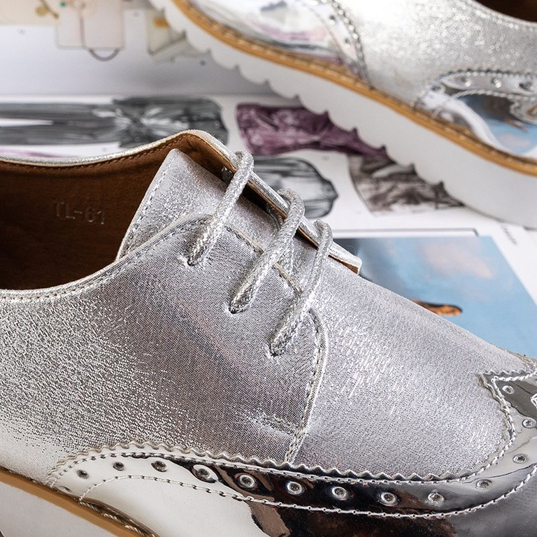 OUTLET Chaussures à lacets argentées pour femmes Narvi - Footwear