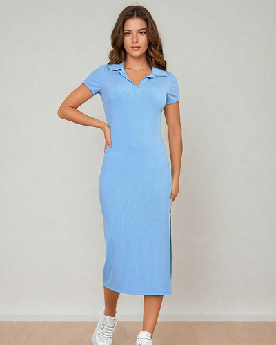 Royalfashion Robe midi pour femme avec col