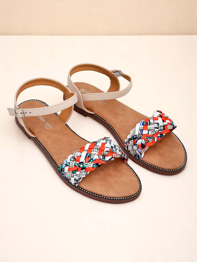 Royalfashion Sandales plates pour femmes ColorStrap