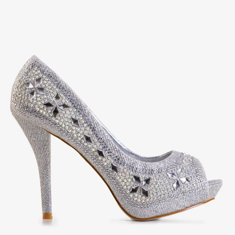 OUTLET Escarpins pour femmes en argent avec ornements Polinari - Chaussures