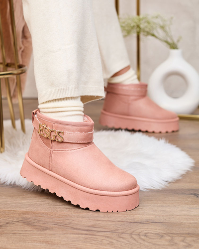 Royalfashion Chaussures pour femmes marron clair a'la bottes de neige avec ornement Parisela