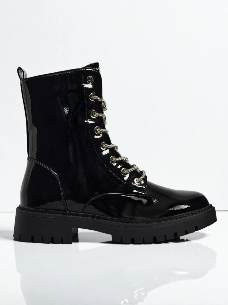 Bottines vernies à lacets pour femmes Fjorra