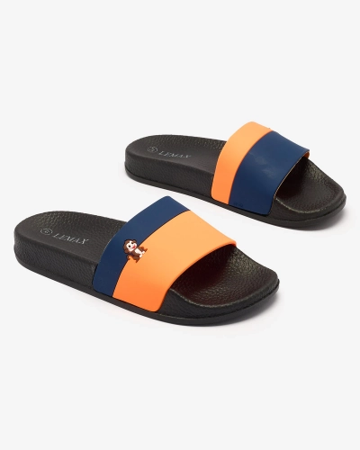 Royalfashion Tongs en caoutchouc orange et bleu marine pour femme Lierigs