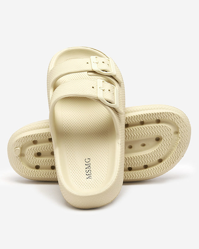 OUTLET Chaussons femme beige et vert à boucles Eckos - Chaussures