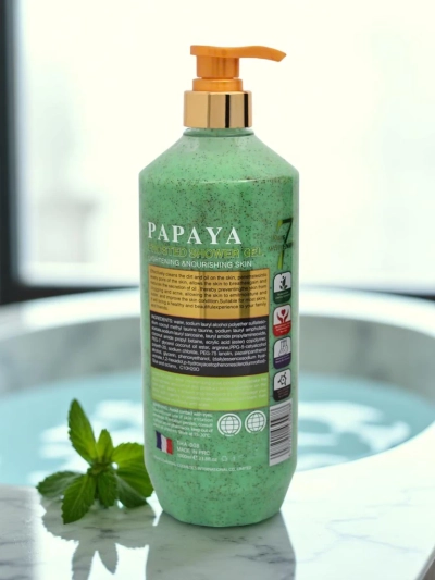 Gel douche exfoliant, hydratant et anti-âge à la menthe