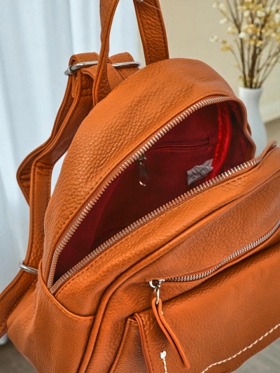 Élégant sac à dos pour femmes Calista Camel en cuir écologique Królewska Moda