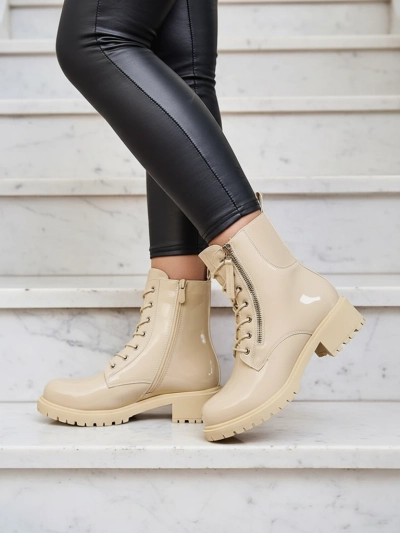 Royalfashion Bottes Seddaga en cuir écologique beige pour femmes