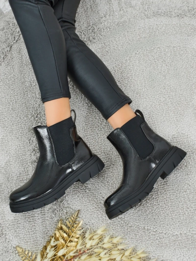 Bottines en cuir écologique verni Oryss