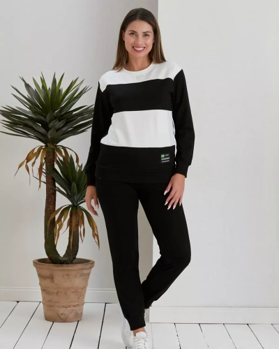 Royalfashion Ensemble de sweatshirt rayé noir pour femme