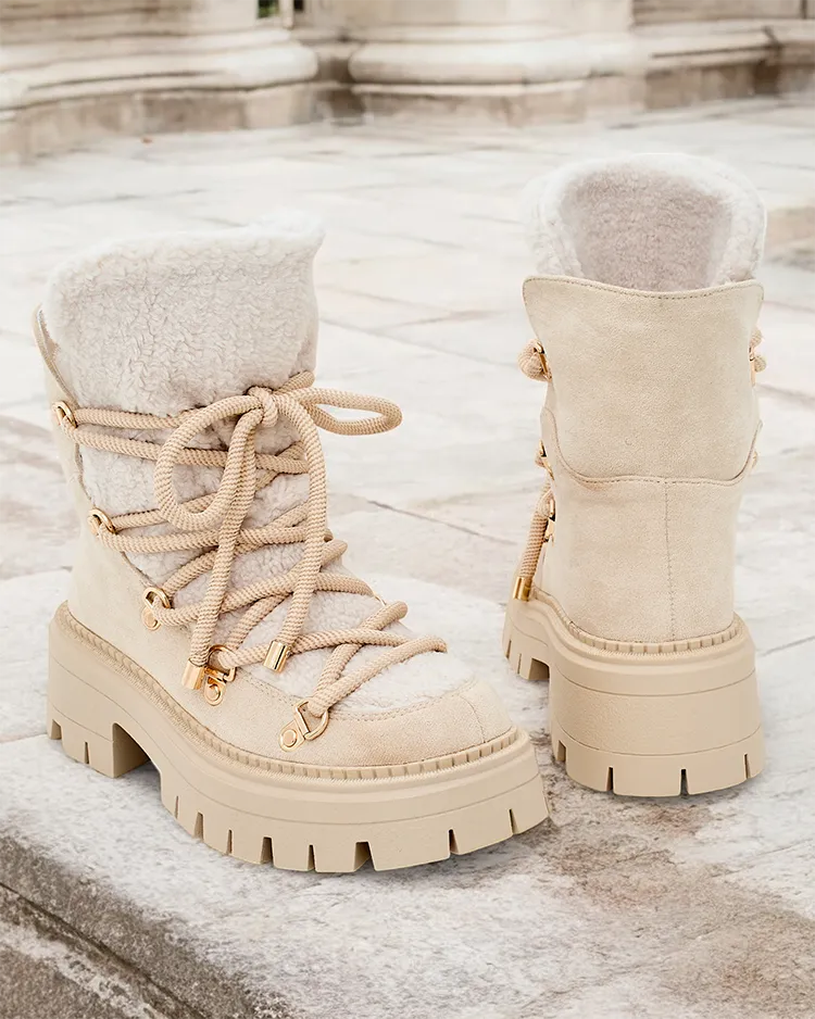 Royalfashion Bottes de neige Lozin à lacets pour femme