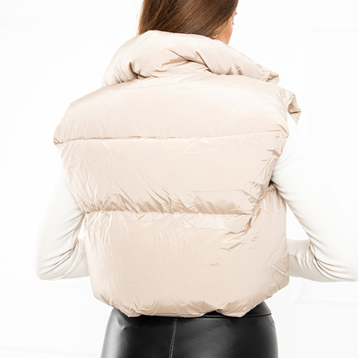Gilet court beige femme - Vêtements
