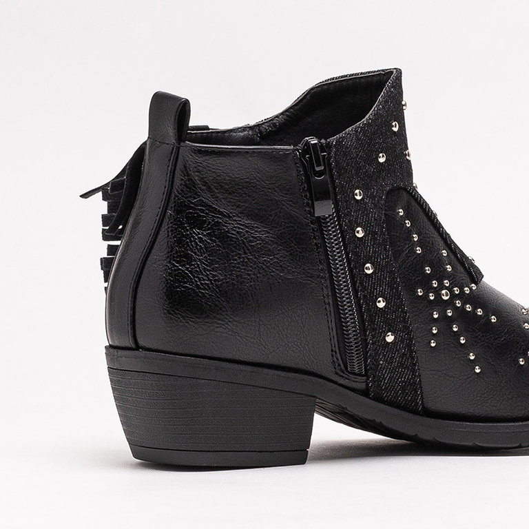 Bottines pour femmes noires avec jets et franges Sharon - Footwear