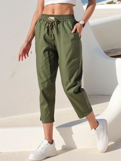 Pantalons droits en tissu pour femmes Royalfashion 7/8
