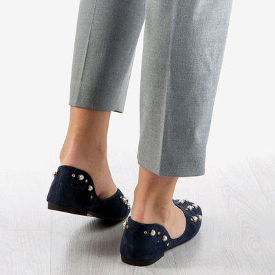 Ballerines femme bleu foncé avec perles Emanossa - Chaussures 1