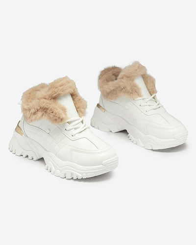 Chaussures de sport pour femmes blanches avec fourrure Flixi - Chaussures