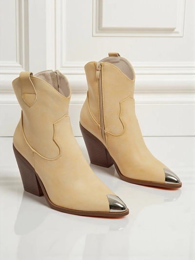 Cowboy pour femmes à talon avec bout pointu décoratif Fang Glacier