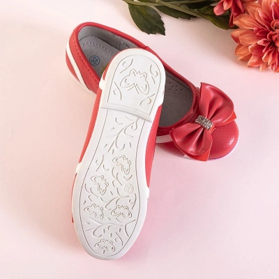 OUTLET Ballerines enfant rouges et blanches à nœud Portia - Chaussures