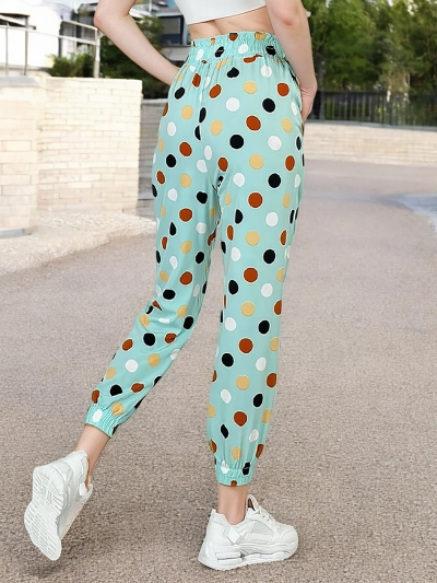 Royalfashion Pantalon en tissu à pois pour femme