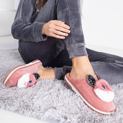 Chaussons femme roses avec le lapin Pivi - Chaussures