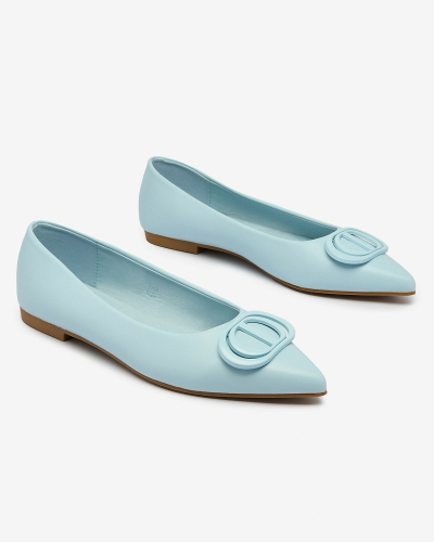 Royalfashion Ballerines bleues à bout pointu pour femme avec embellissement sur le nez Manixy
