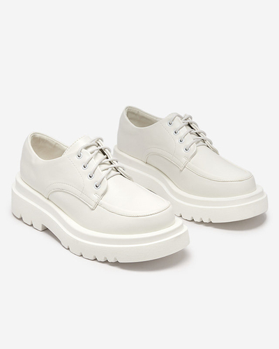 Chaussures basses femme en éco-cuir blanc avec laçage Gerin - Footwear