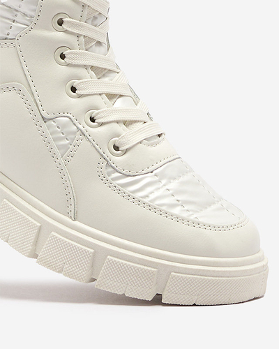 Calista Chaussures pour Femmes Bottines Plates Crème à la Mode