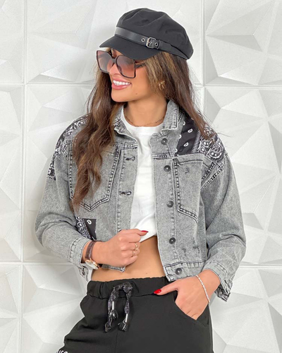 Royalfashion Veste en jean imprimée pour femme