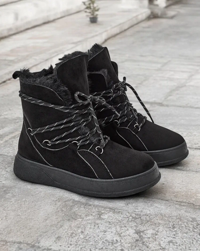 Royalfashion Bottes de neige à lacets pour femmes Mommer