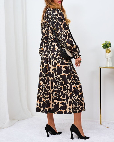 Royalfashion Robe longue pour femme beige en imprimé léopard