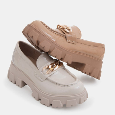 Slip-on femme beige clair vernis à chaîne Guinewra - Chaussures