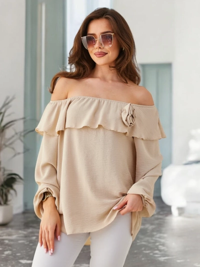 Blouse Royalfashion pour femmes à la mode espagnole avec volants et fleurs