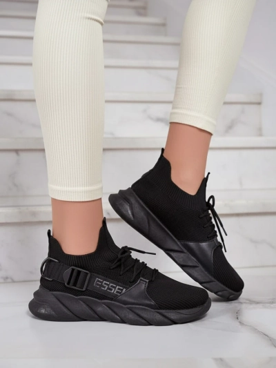 Esmeralda Sneakers Noires à Talon Plat