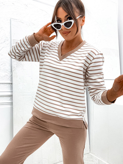 Royalfashion Ensemble coton rayé pour femme