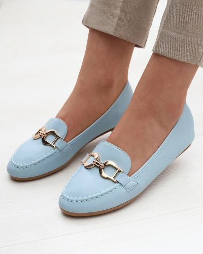 Mocassins en éco-cuir pour femme avec ornement en bleu Qivett- Footwear